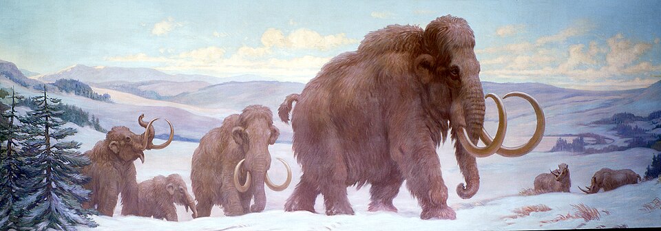 Charles R. Knight Wooly Mammoths from Pleistocene - Hand Painted Oil Painting