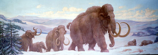 Charles R. Knight Wooly Mammoths from Pleistocene - Hand Painted Oil Painting
