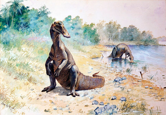 Charles R. Knight Hadrosaurus - Hand Painted Oil Painting