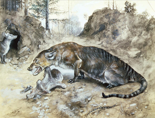 Charles R. Knight Mesonyx - Hand Painted Oil Painting