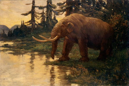Charles R. Knight Warren Mastodon - Hand Painted Oil Painting