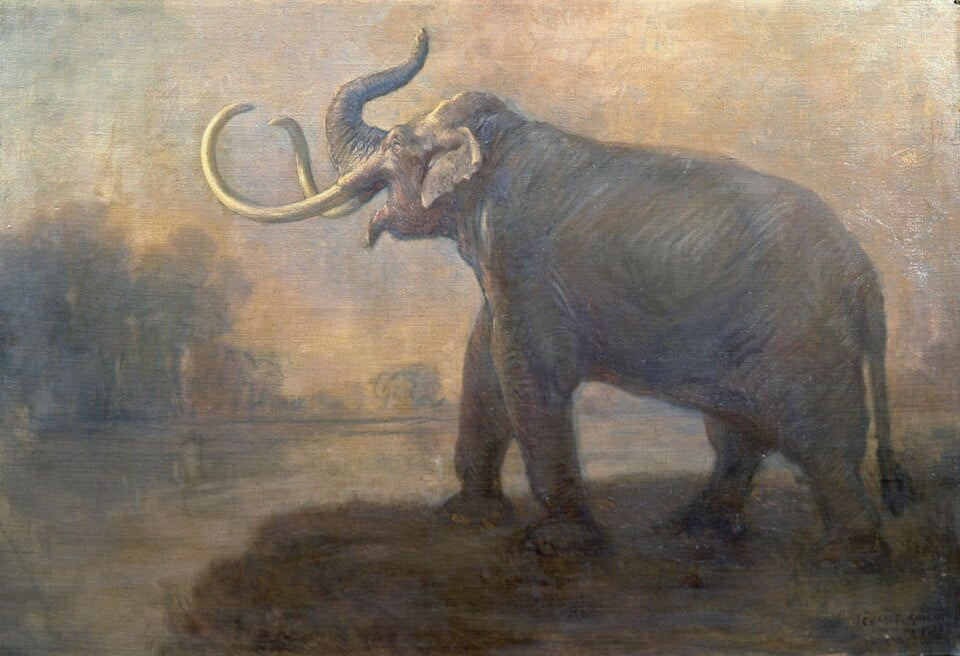 Charles R. Knight Imperial Mammoth - Hand Painted Oil Painting