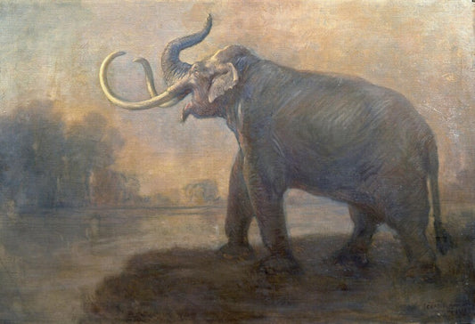 Charles R. Knight Imperial Mammoth - Hand Painted Oil Painting