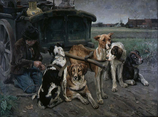 Karl Uchermann Flamsk Hundeforspann - Hand Painted Oil Painting