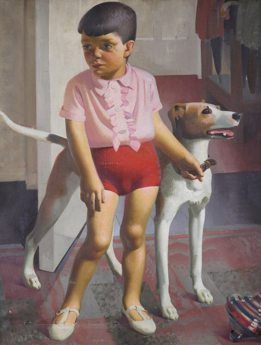 Percy Shakespeare Boy and Dog - Hand Painted Oil Painting
