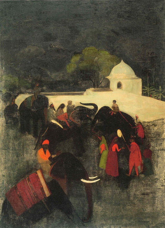 Amrita Sher-Gil Elephant Promenade - Hand Painted Oil Painting