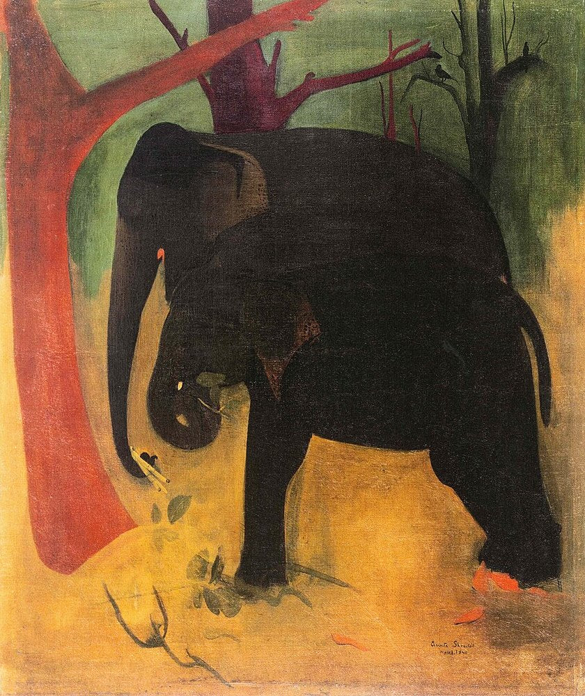 Amrita Sher-Gil Elephants - Hand Painted Oil Painting