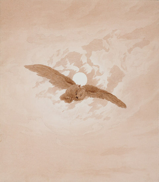 Caspar David Friedrich Owl Flying against a Moonlit Sky - Hand Painted Oil Painting