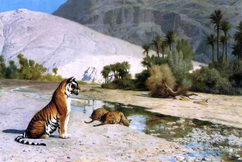  Jean-Leon Gerome Thirst (also known as Tigress and Her Cubs) - Hand Painted Oil Painting