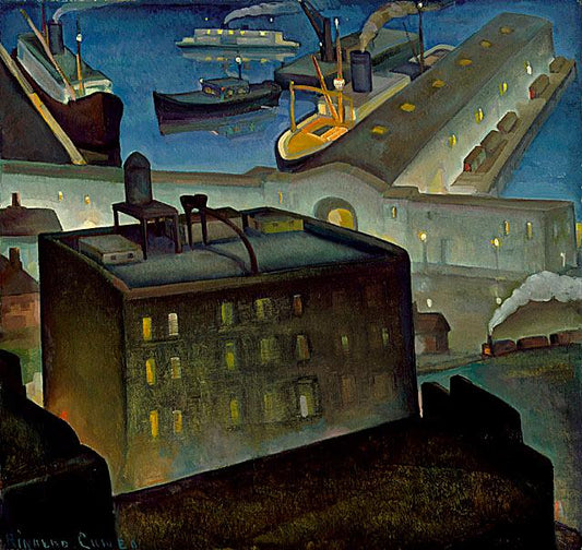 Rinaldo Cuneo The Embarcadero at Night - Hand Painted Oil Painting
