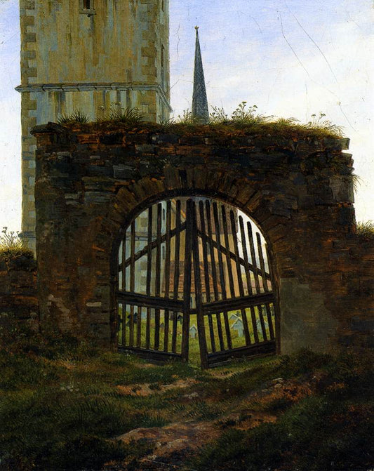 Caspar David Friedrich The Cemetery Gate - Hand Painted Oil Painting
