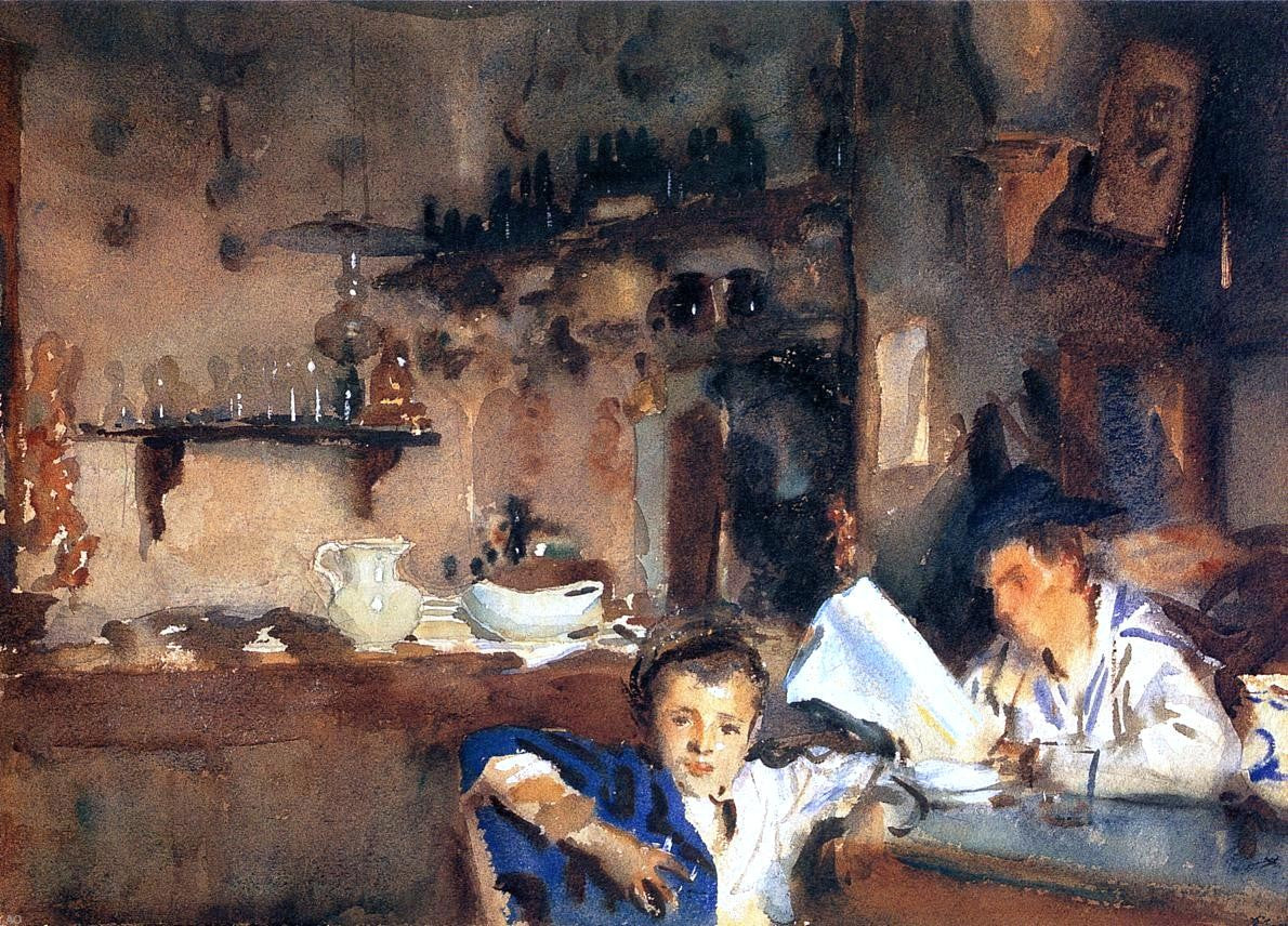  John Singer Sargent Venetian Interior (also known as Spanish Interior) - Hand Painted Oil Painting