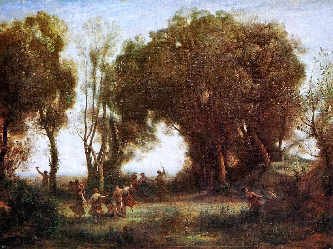  Jean-Baptiste-Camille Corot Morning - Dance of the Nymphs - Hand Painted Oil Painting