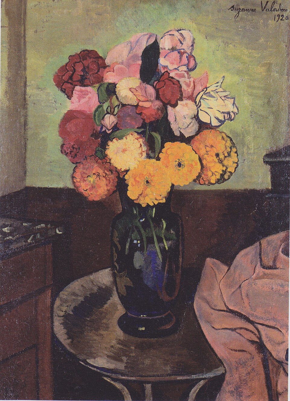 Suzanne Valadon Flowers on a Round Table - Hand Painted Oil Painting