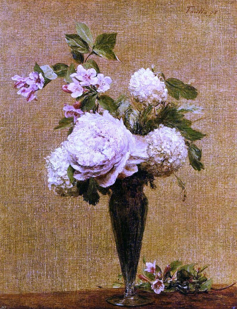 Henri Fantin-Latour Vase of Peonies and Snowballs - Hand Painted Oil Painting