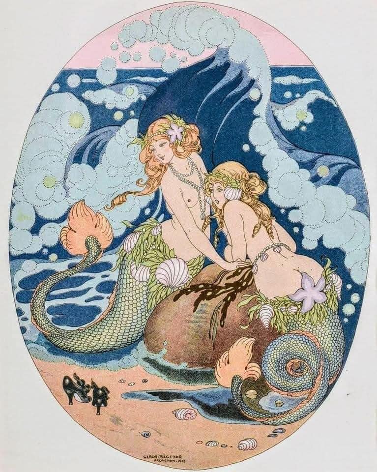 Gerda Wegner Two Mermaids - Hand Painted Oil Painting