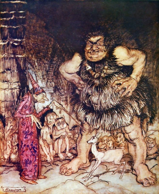 Arthur Rackham The giant Galligantua and the wicked old magician transform the duke's daughter into a white hind - Hand Painted Oil Painting