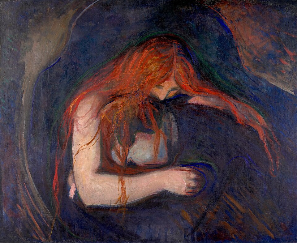 Edvard Munch Love and Pain, Vampire - Hand Painted Oil Painting