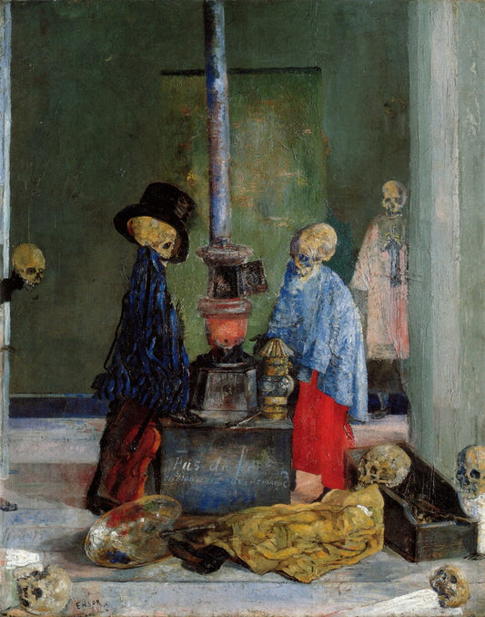 James Ensor Skeletons Warming Themselves - Hand Painted Oil Painting