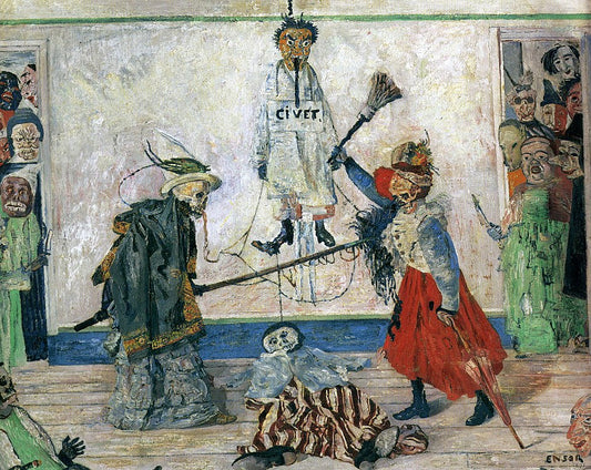 James Ensor Skeletons Fighting over a Hanged Man - Hand Painted Oil Painting