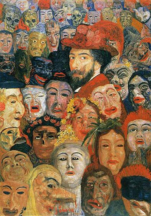 James Ensor Self-Portrait with Masks - Hand Painted Oil Painting