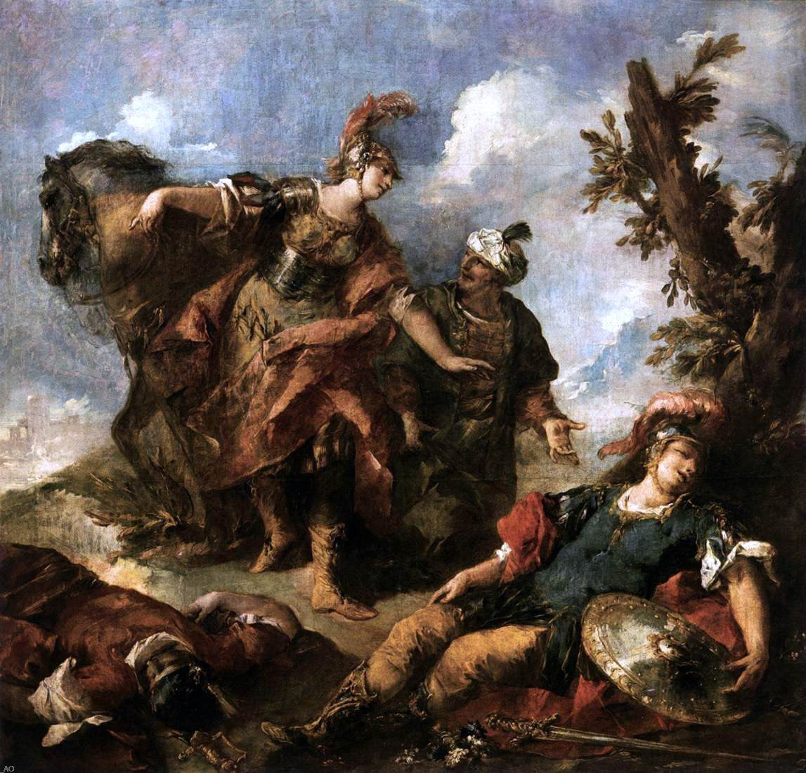  Giovanni Antonio Guardi Herminia and Vaprino Find the Wounded Tancred - Hand Painted Oil Painting