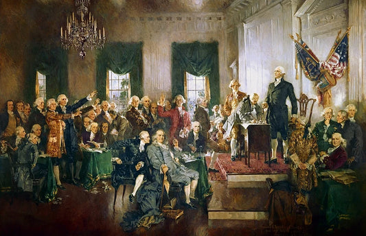 Scene at the Signing of the Constitution of the United States by Howard Chandler Christy - Hand Painted Oil Painting on Canvas