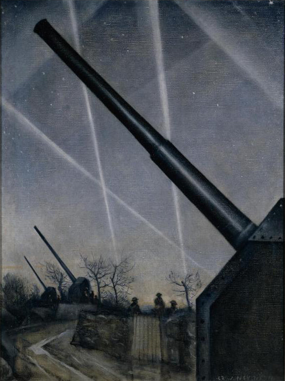 C. R. W. Nevinson Anti-Aircraft Defences - Hand Painted Oil Painting