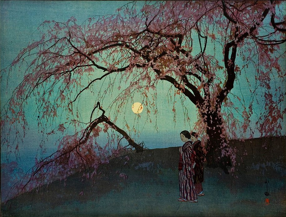 Hiroshi Yoshida Kumoi Cherry Trees - Hand Painted Oil Painting