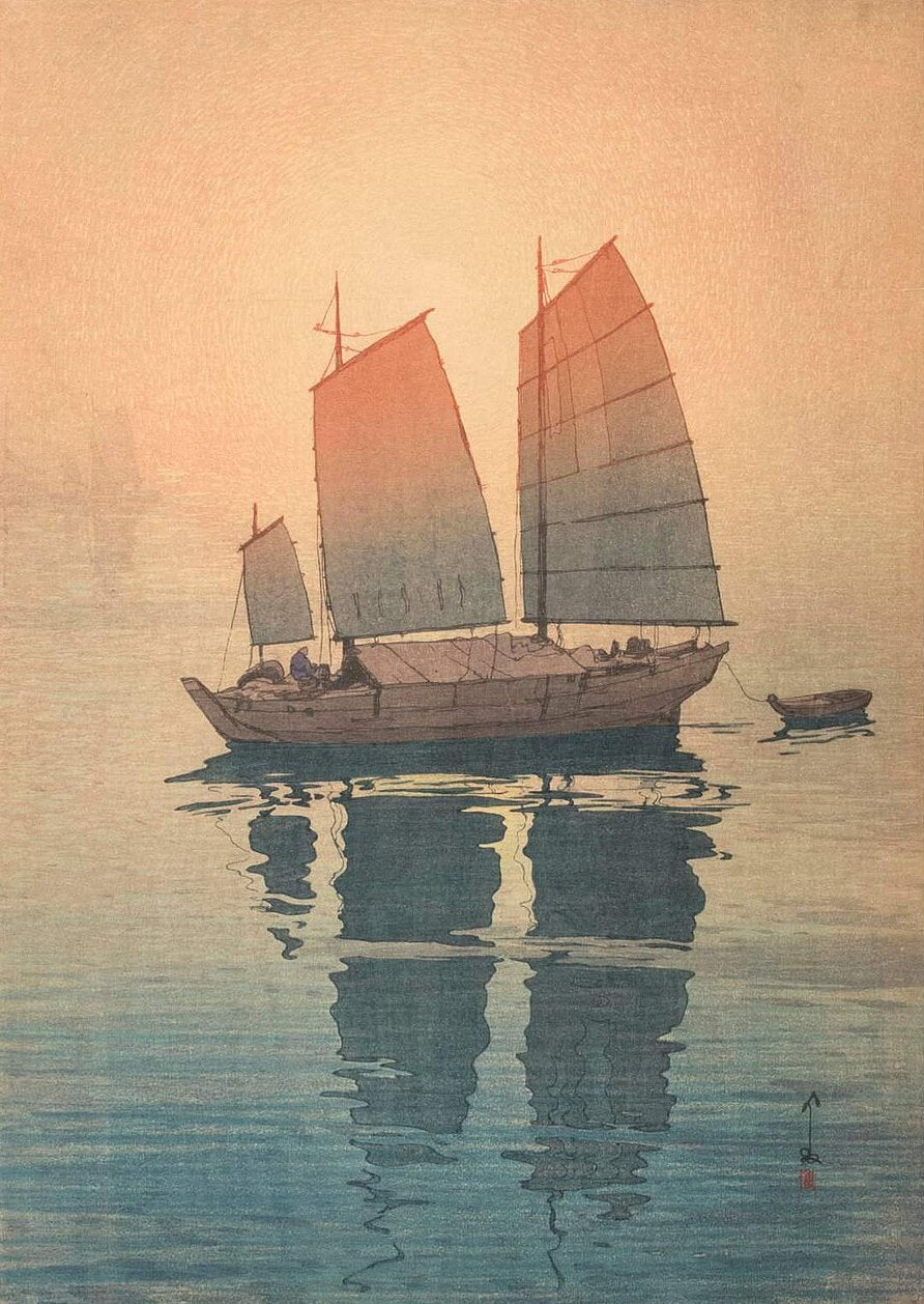 Hiroshi Yoshida Sailing Boats, Morning - Hand Painted Oil Painting