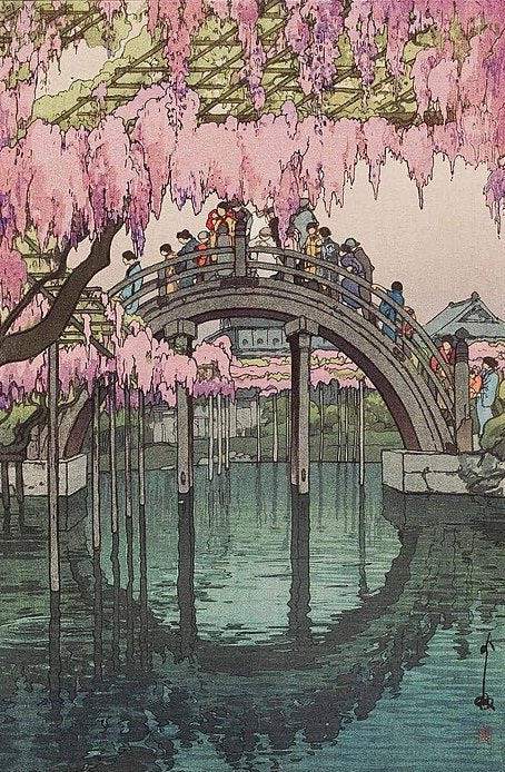 Hiroshi Yoshida Kameido - Drum bridge at Kameido shrine Tokyo - Hand Painted Oil Painting
