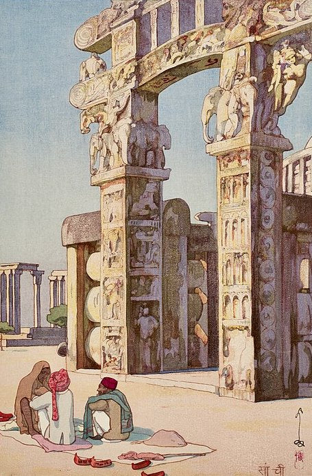 Hiroshi Yoshida A Gate to the Stupa of Sanchi - Hand Painted Oil Painting