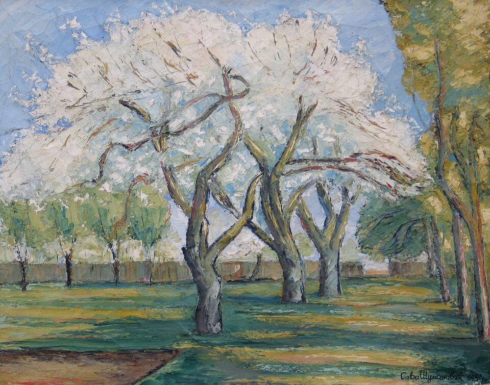 Sava Sumanovic Prolece u Sidskim Bastama - Hand Painted Oil Painting