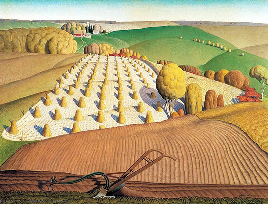 Grant Wood Fall Plowing - Hand Painted Oil Painting