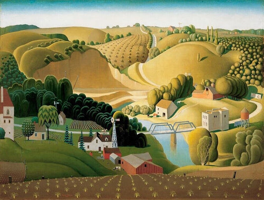 Grant Wood Stone City, Iowa - Hand Painted Oil Painting