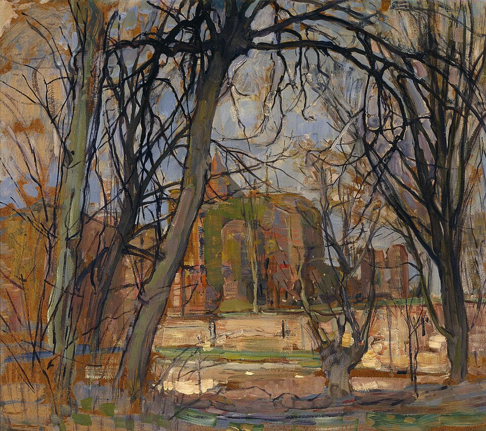 Piet Mondrian Spring Sun, Lentezon: Castle Ruin: Brederode - Hand Painted Oil Painting