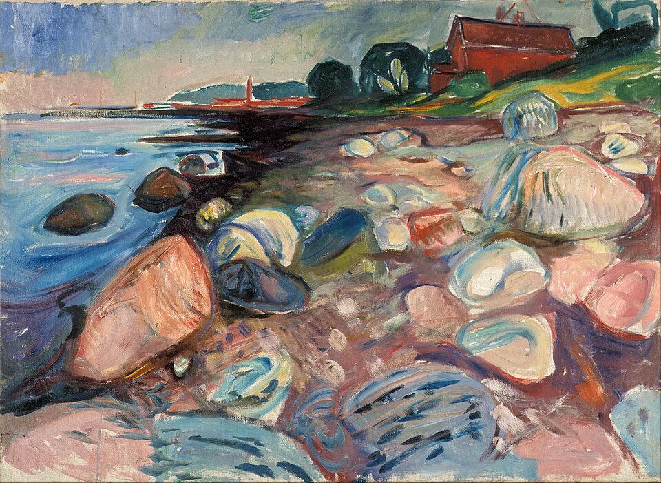 Edvard Munch Shore with Red House - Hand Painted Oil Painting