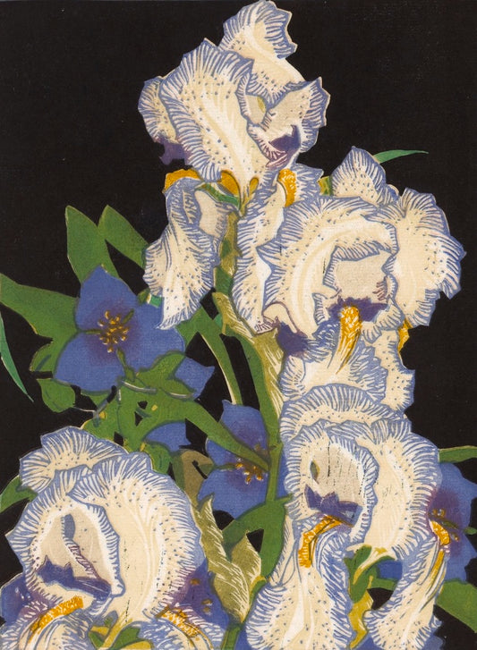 Franklin Carmichael Pencilled Irises - Hand Painted Oil Painting