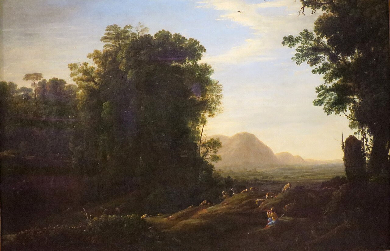 Claude Lorrain Landscape With A Piping Shepherd Oil Painting Art claude-lorrain-landscape-with-a-piping-shepherd-oil-painting-art