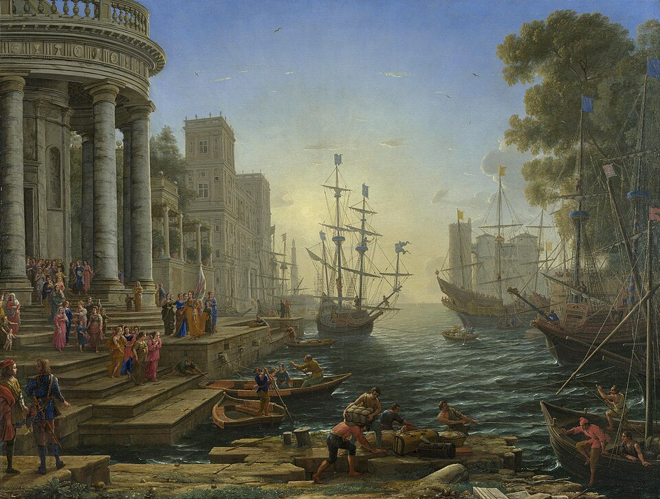 Claude Lorrain Seaport with the Embarkation of Saint Ursula - Hand Painted Oil Painting