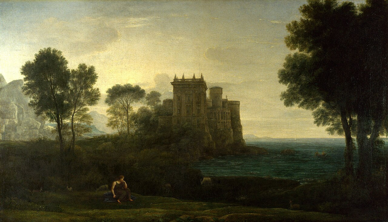 Claude Lorrain Landscape with Psyche Outside the Palace of Cupid - The Enchanted Castle - Hand Painted Oil Painting