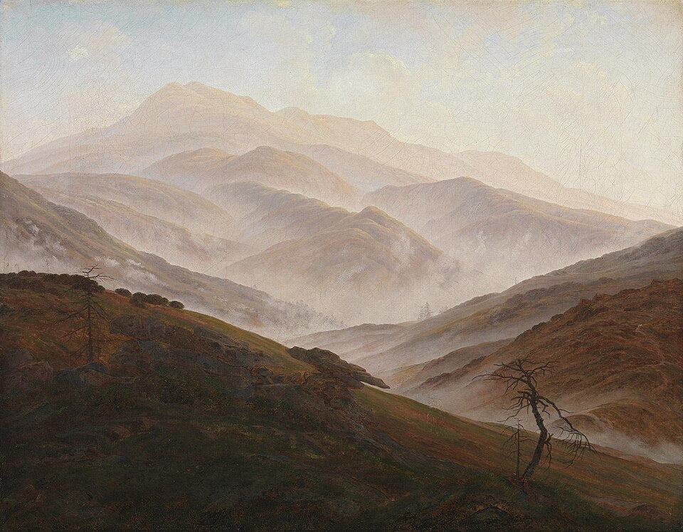 Caspar David Friedrich Giant Mountains Landscape with Rising Fog - Hand Painted Oil Painting