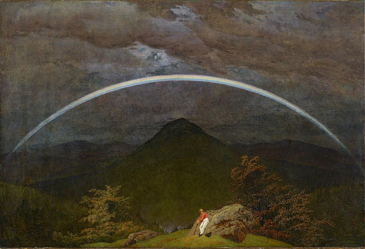 Caspar David Friedrich Mountain Landscape with Rainbow - Hand Painted Oil Painting
