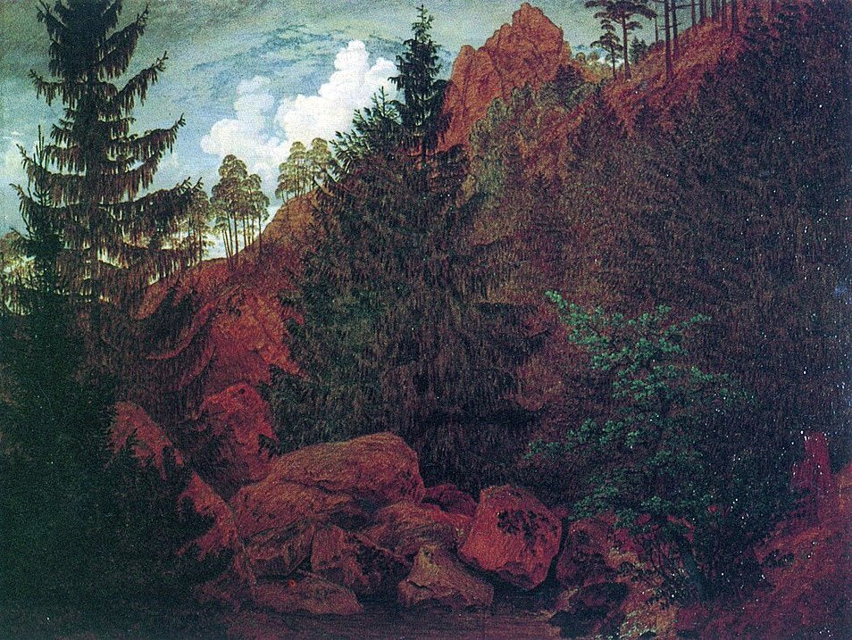 Caspar David Friedrich Rocks in the Harz Mountain - Hand Painted Oil Painting