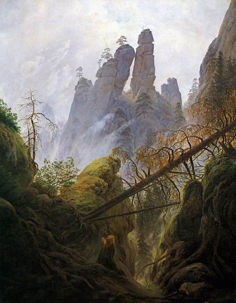 Caspar David Friedrich Rocky ravine in the Elbe Sandstone Mountains - Hand Painted Oil Painting