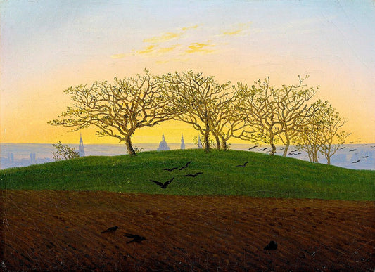 Caspar David Friedrich Hill and Ploughed Field near Dresden - Hand Painted Oil Painting