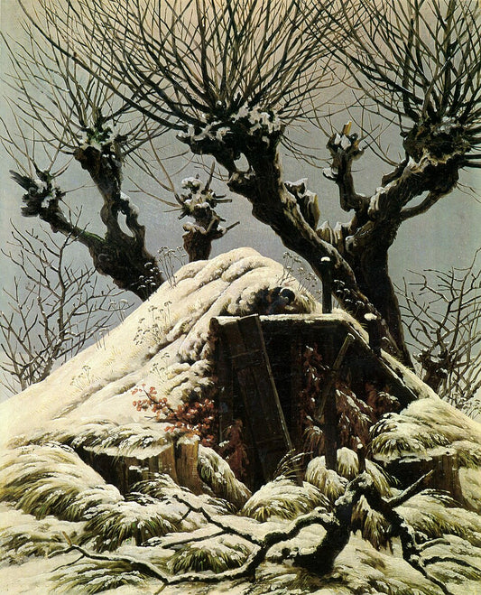 Caspar David Friedrich Cabin in the Snow - Hand Painted Oil Painting
