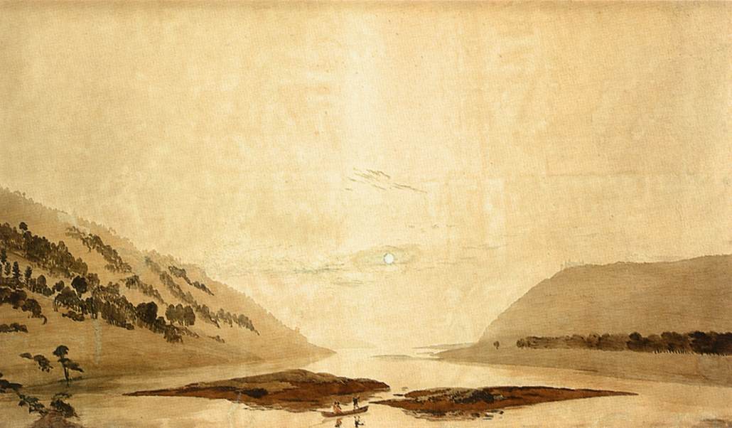 Caspar David Friedrich Mountainous River Landscape - Day Version - Hand Painted Oil Painting