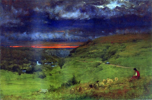  George Inness Sunset at Etretat - Hand Painted Oil Painting