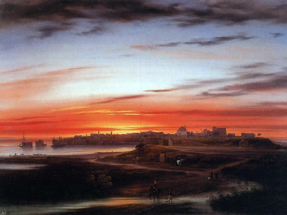  Giovanni-Battista Camuccini A Panoramic Landscape View - Hand Painted Oil Painting